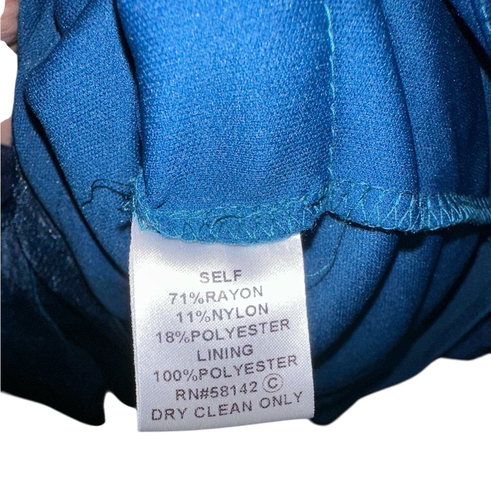 London Times Shimmering Peacock Blue Tiered Mini Dress size 10 EUC - Picture 4 of 4